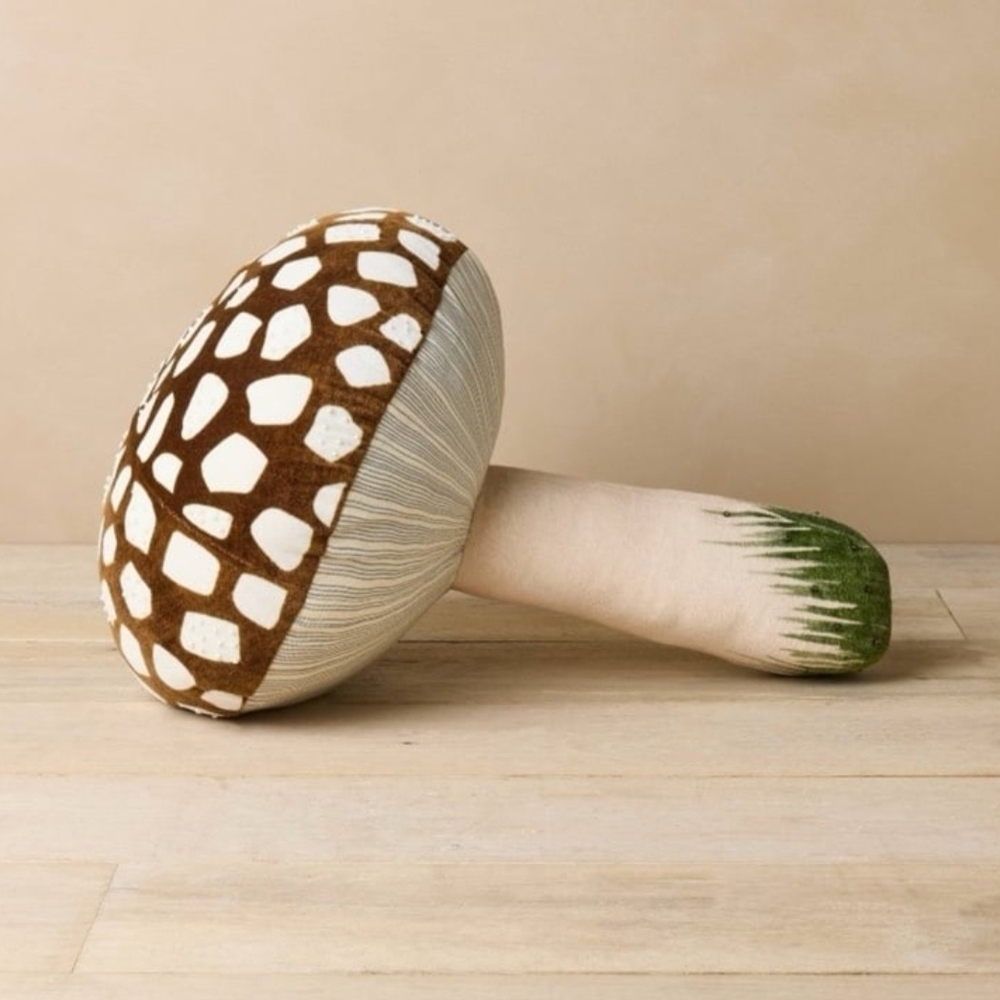 Mushroom Accent Pillow - Brown and Green